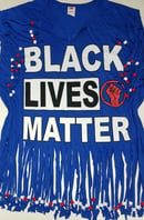 Image 1 of Black Lives Matter Beaded Upcycled USA Statement T-Shirt 
