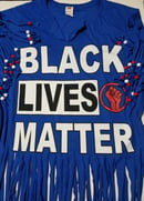 Image 5 of Black Lives Matter Beaded Upcycled USA Statement T-Shirt 