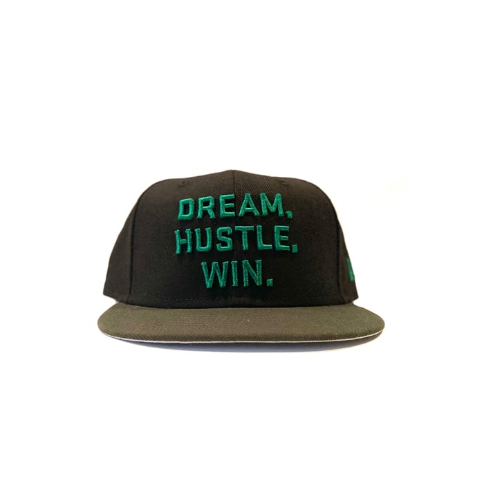 Image of 2520 X NEW ERA DREAM. HUSTLE. WIN. 9FIFTY SNAPBACK - BLACK/DARK SEAWEED