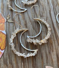 Image 1 of Crystal Encrusted Crescent Moon Earrings
