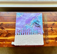 Image 9 of Handmade Canvas Brush Holder Amethyst Geode Print with Lemurian Crystals