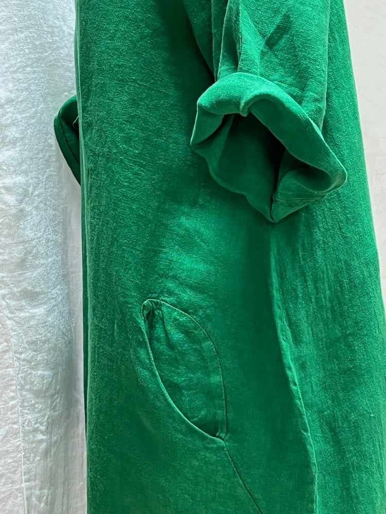 Image of Robe En Lin Gaïa 1 Vert Émeraude 