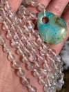 Blue Moonstone Mala with Peruvian Opal Pendant, Moonstone Mala, Peruvian Opal Mala, 108 Beads