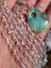 Image 3 of Blue Moonstone Mala with Peruvian Opal Pendant, Moonstone Mala, Peruvian Opal Mala, 108 Beads