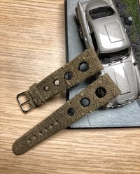 Image 4 of Hand-rolled Military Canvas Rally rembordé watch strap