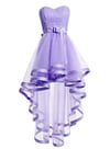 Tulle Light Purple Cute High Low Party Dress, Short Homecoming Dress