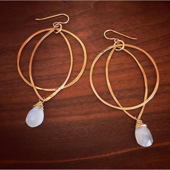 Image of Gold Moonstone Eclipse Earrings
