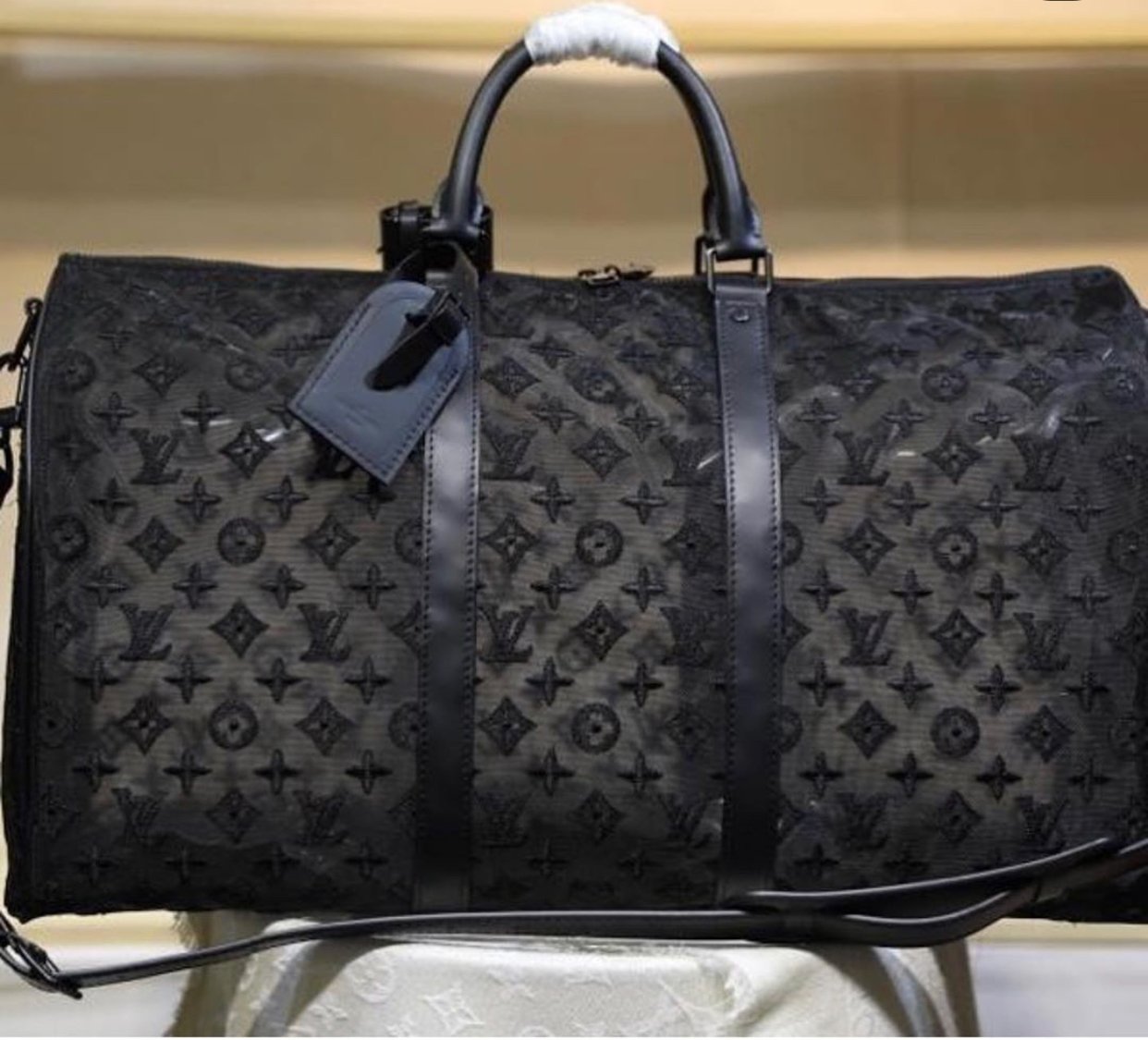 black lv duffle bag