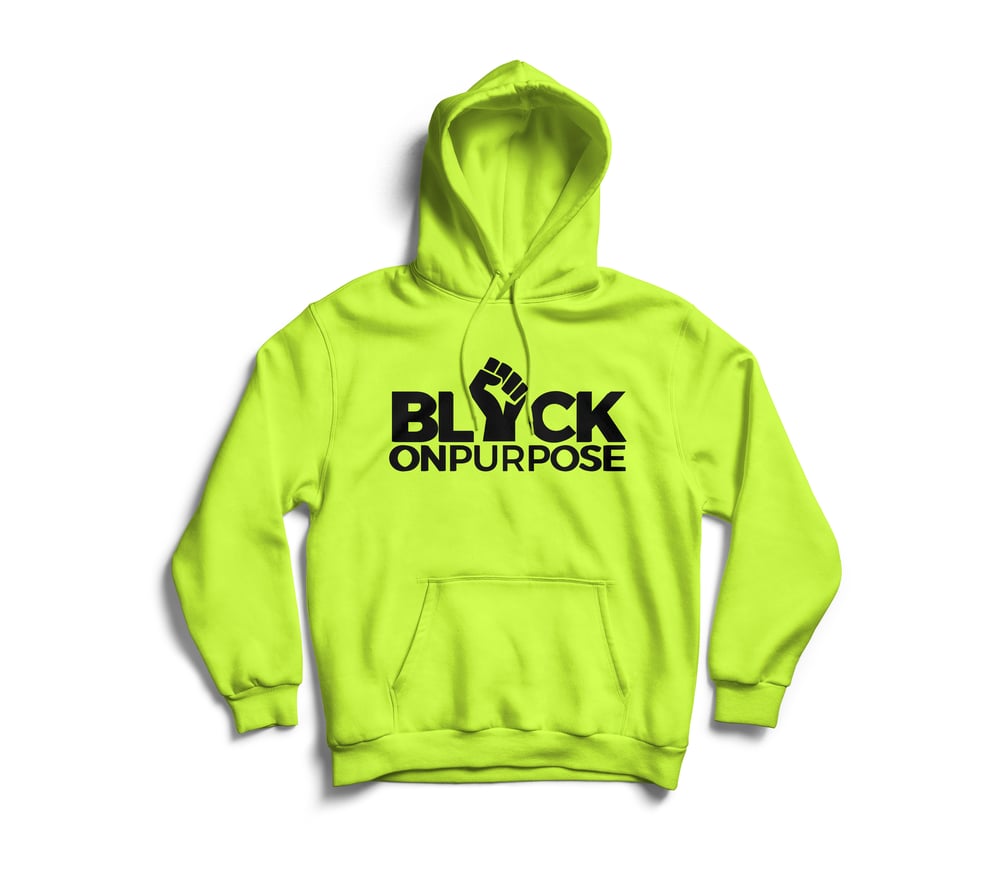 Image of Adult Neon Black Felt "Black On Purpose" Hoodie