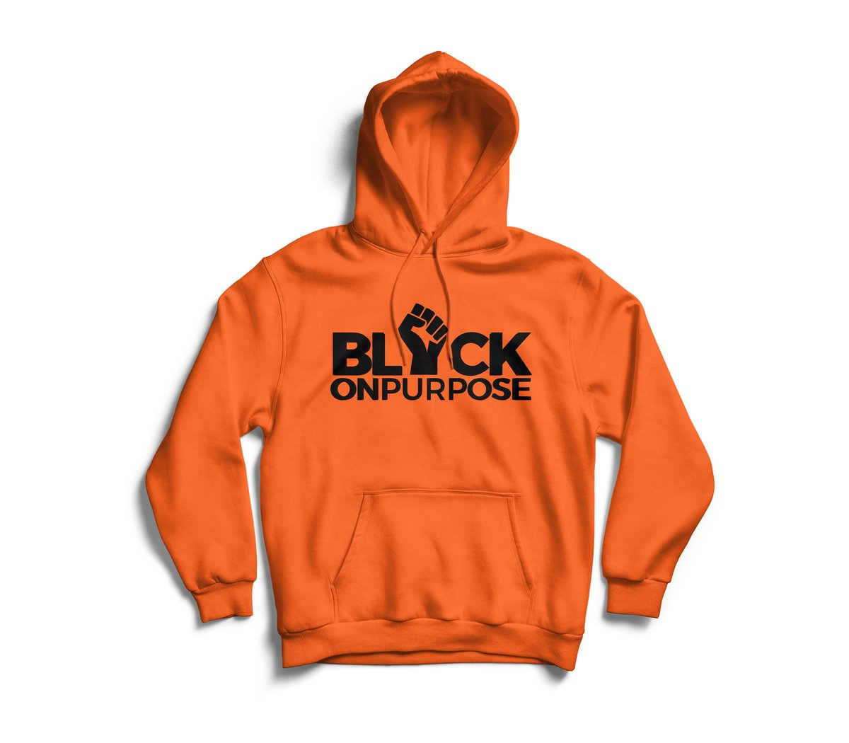 Image of Adult Orange Black Felt "Black On Purpose" Hoodie