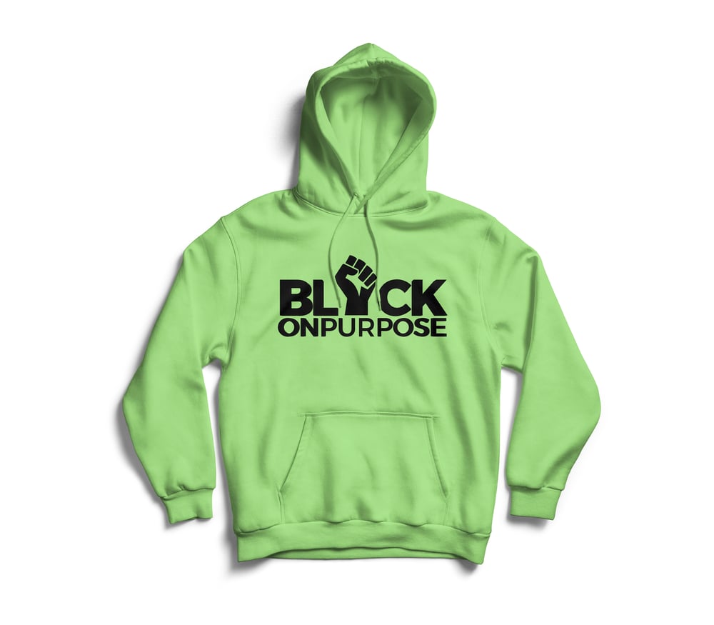 Image of Adult Mint Black Felt "Black On Purpose" Hoodie