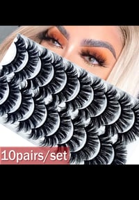 Goldwell 10 Pairs 3D Full Volume Thick  Wispies Eyelashes Extension Mink Hair False Eyelashes 