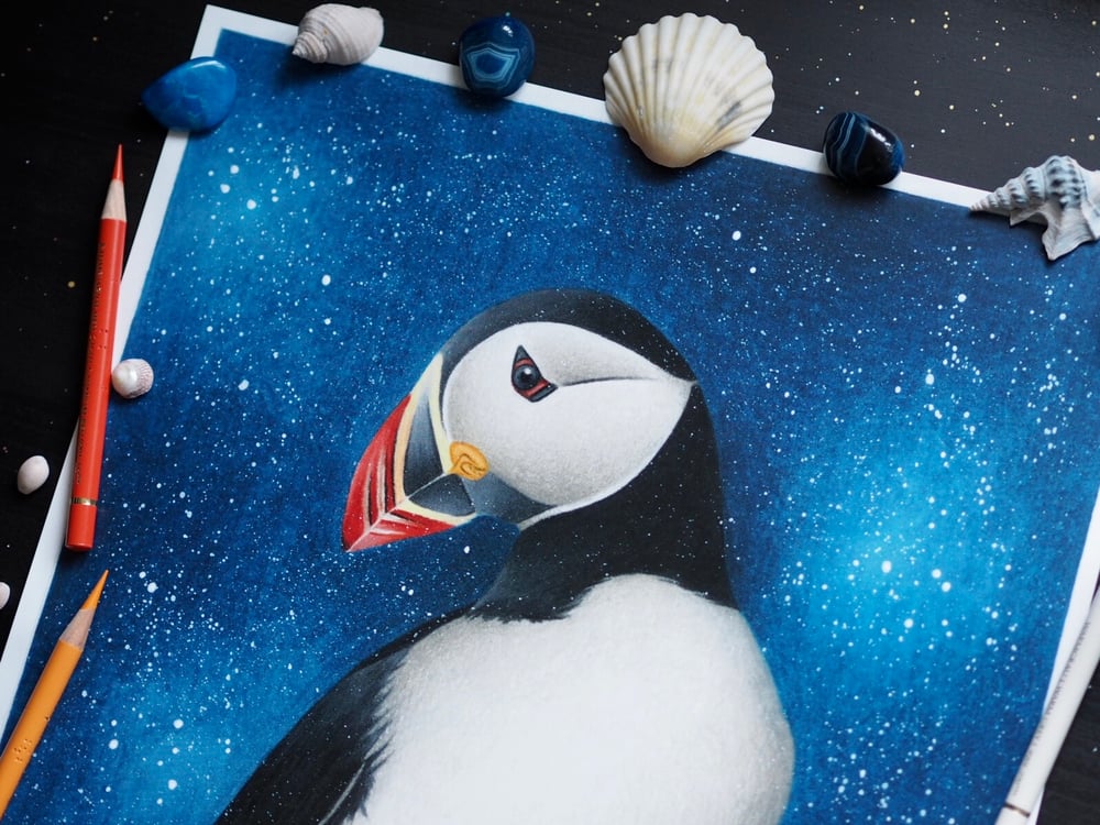 Image of The Magical Puffin Fine Art Print Extra Heavyweight A3 