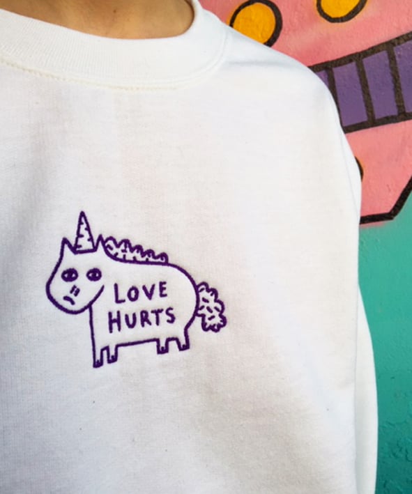 Image of Love Hurts White Sweatshirt