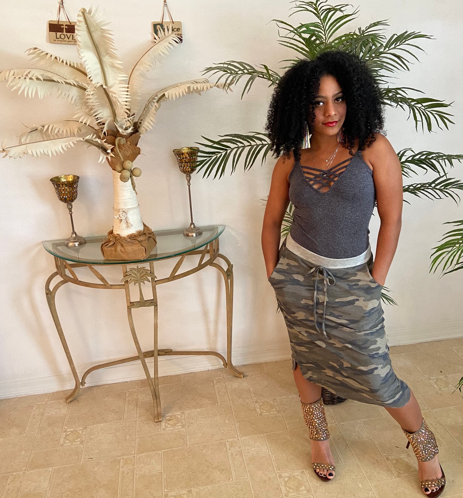 Image of Camo Midi Skirt 