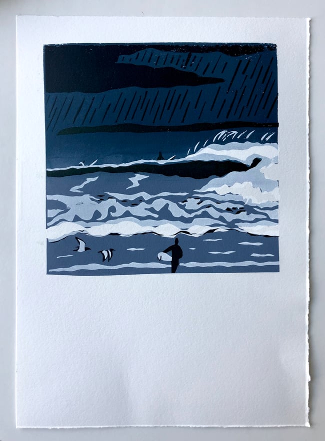 Wave Project - Rainy surf screen print
