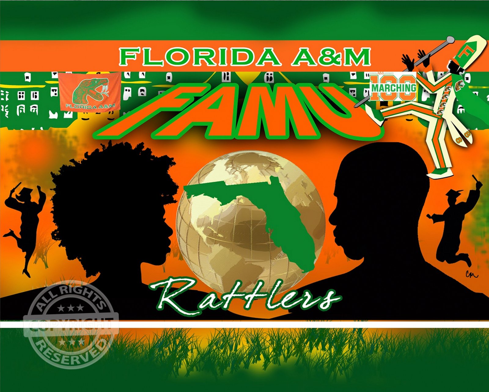 Desert Cactus Florida A&M University Lapel Pins FAMU Rattlers Logo Enamel Made Of Metal (Pin C
