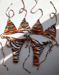 Image 1 of Orange Animal Print Harley Patch Bikini