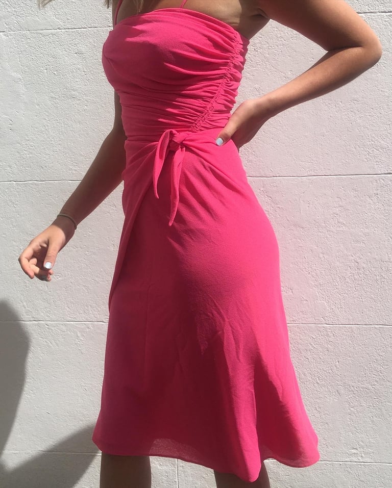 1980’s shocking pink crepe dress