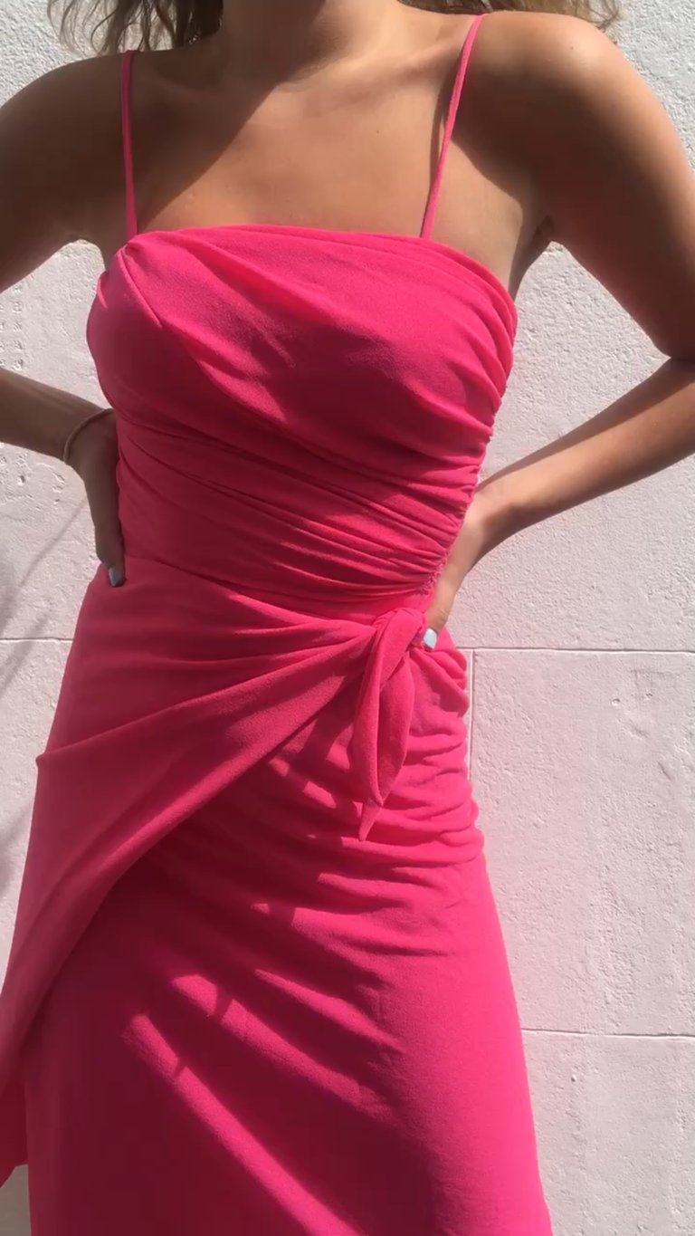 1980’s shocking pink crepe dress Image 3