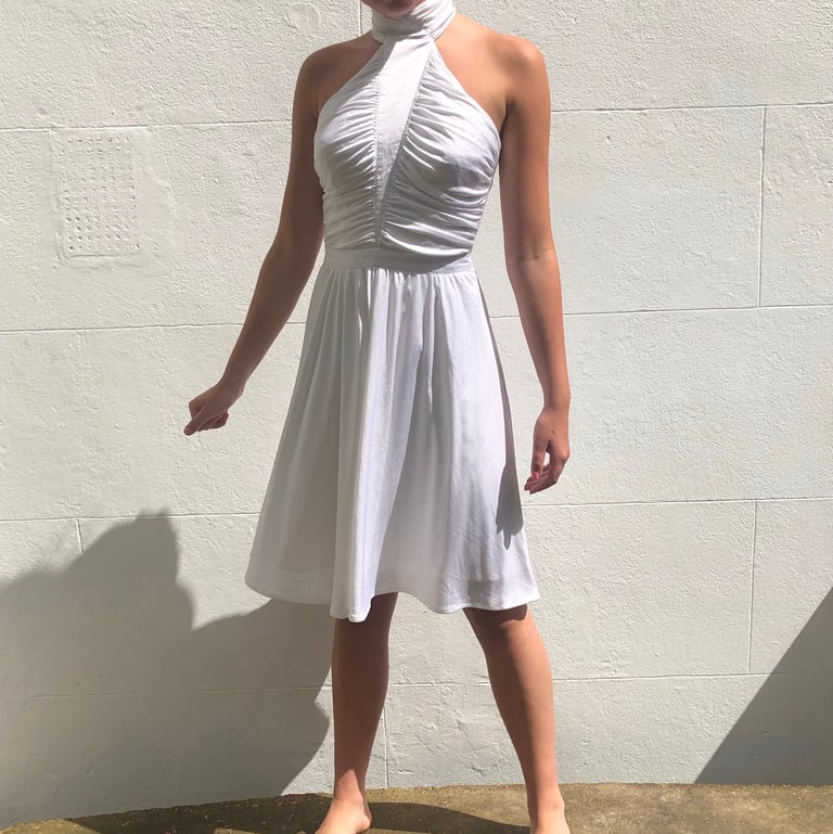 1970’s white draped jersey dress Image 2