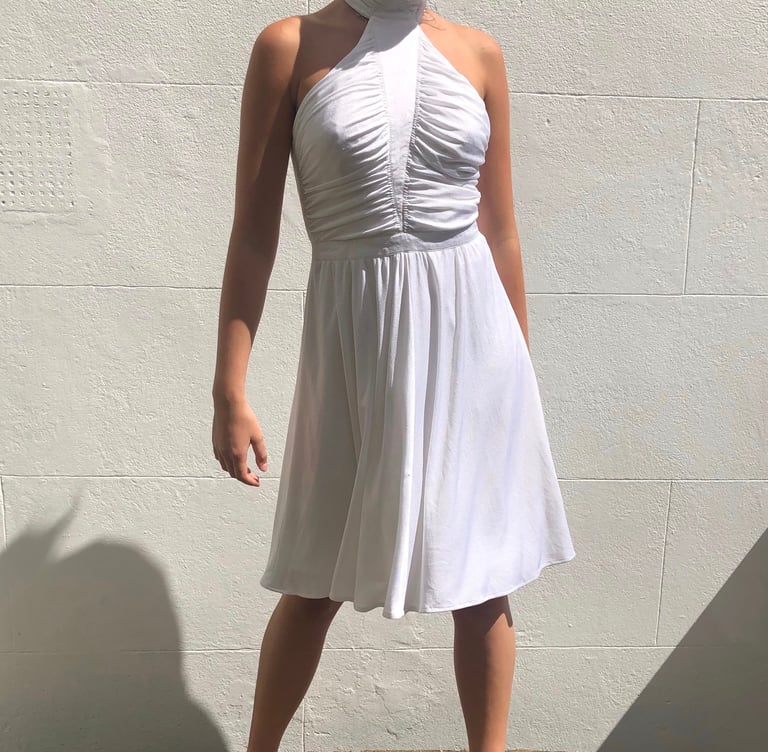 1970’s white draped jersey dress Image 3