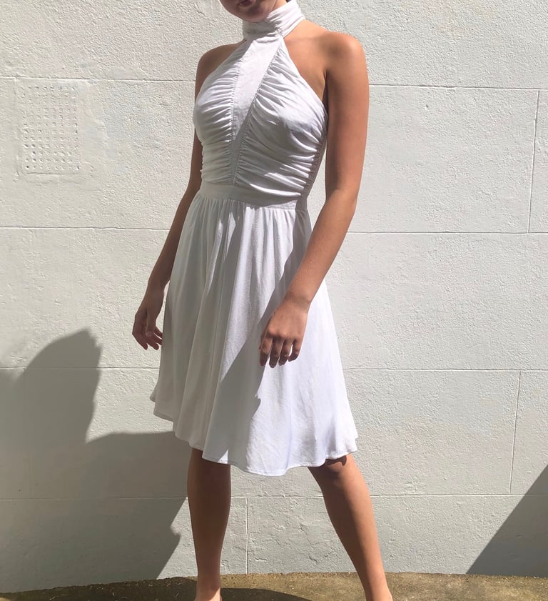 1970’s white draped jersey dress