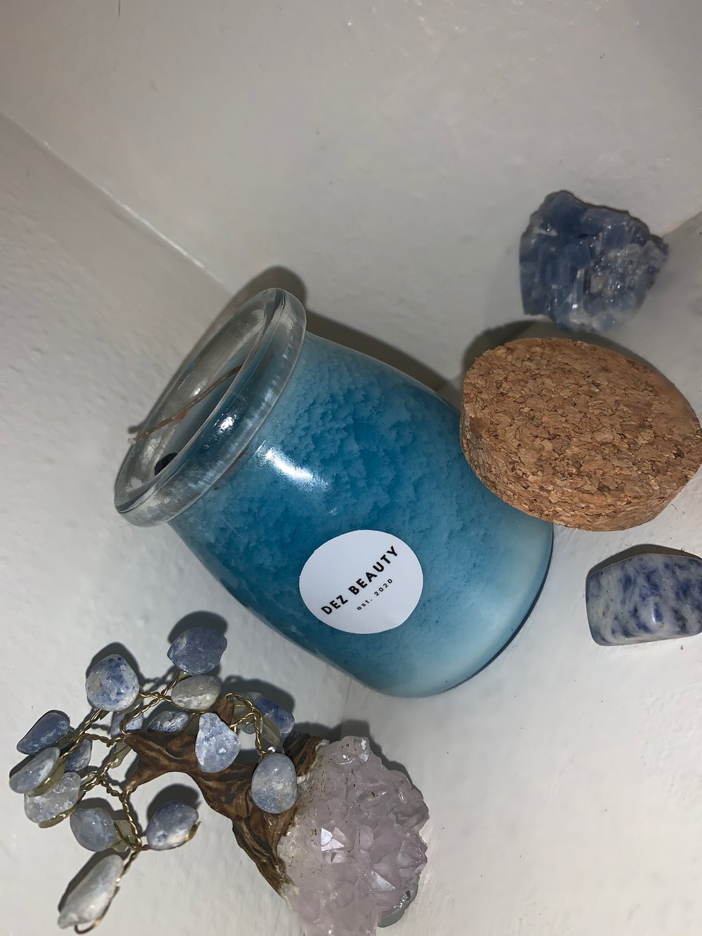 Image of BLUE EUCALYPTUS SAGE infused w/ Lapis Lazuli  CANDLE