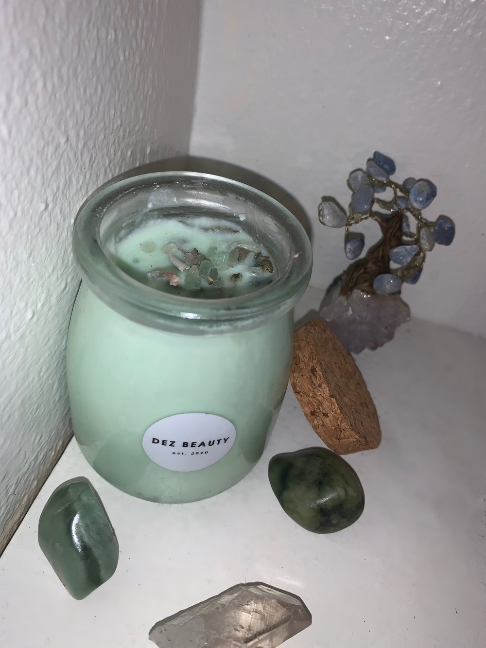 Image of LEMÓN PEPPERMINT w/ Green Aventurine & Sage Candle