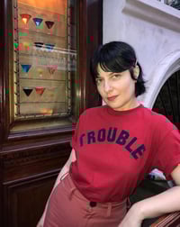 Image 1 of TROUBLE TEE BURGUNDY