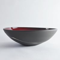 Image 1 of black and red serving bowl