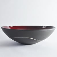 Image 2 of black and red serving bowl