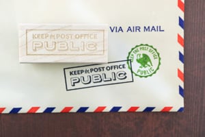 "Keep the Post Office Public" Rubber Stamp (Large)