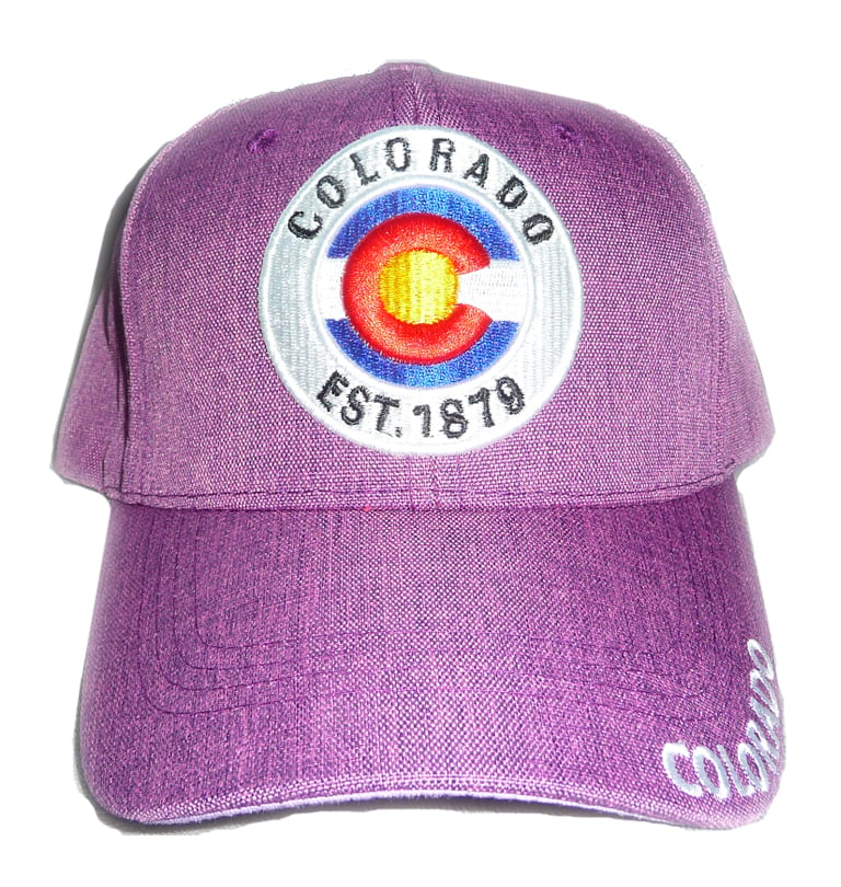 Image of COLORADO STATE 1879 COLORFUL PURPLE EMBROIDERED VELCRO STRAPBACK HAT