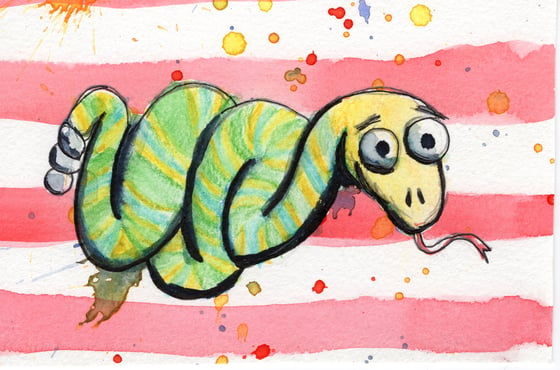 Image of "Ssssssnake #2" Original watercolor painting by Dan P.