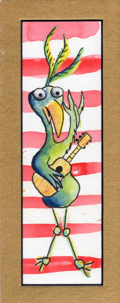 Image of "Tall Bird" original watercolor painting by Dan P.