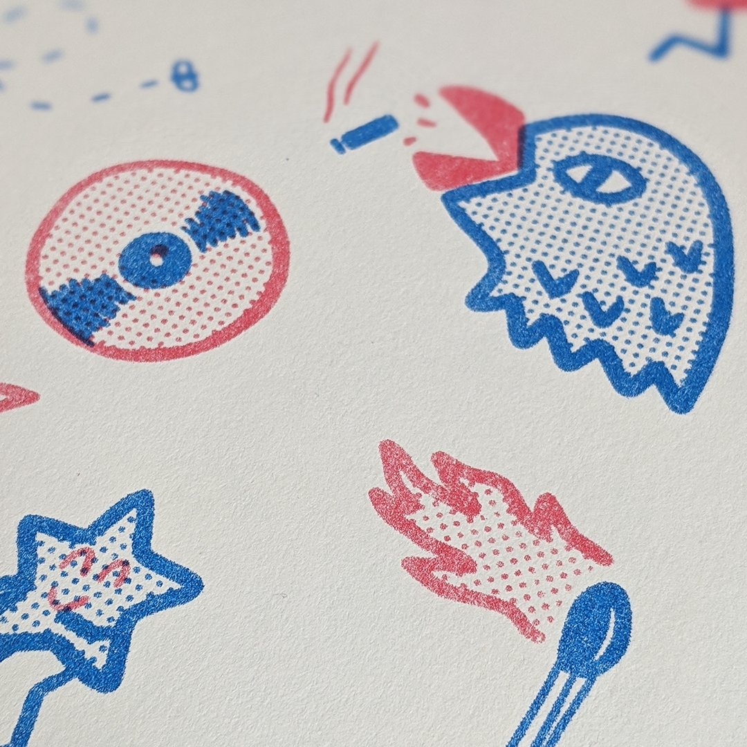 Image of Doodle Flash Sheet Riso Print/Sticker Bundle