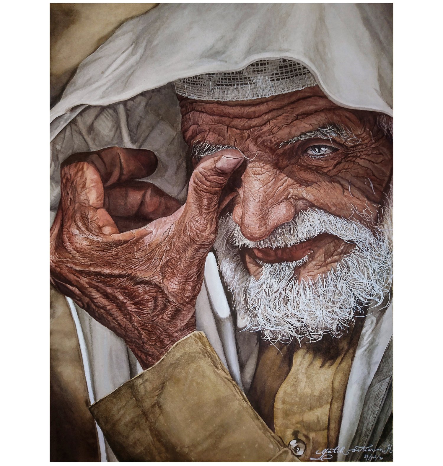 Image of Laa Tahzan Innallaha ma'ana | Figurative art watercolor painting