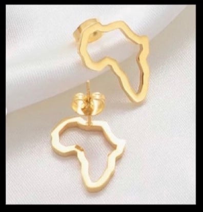 Image of Africa-shaped gold earrings (studs)