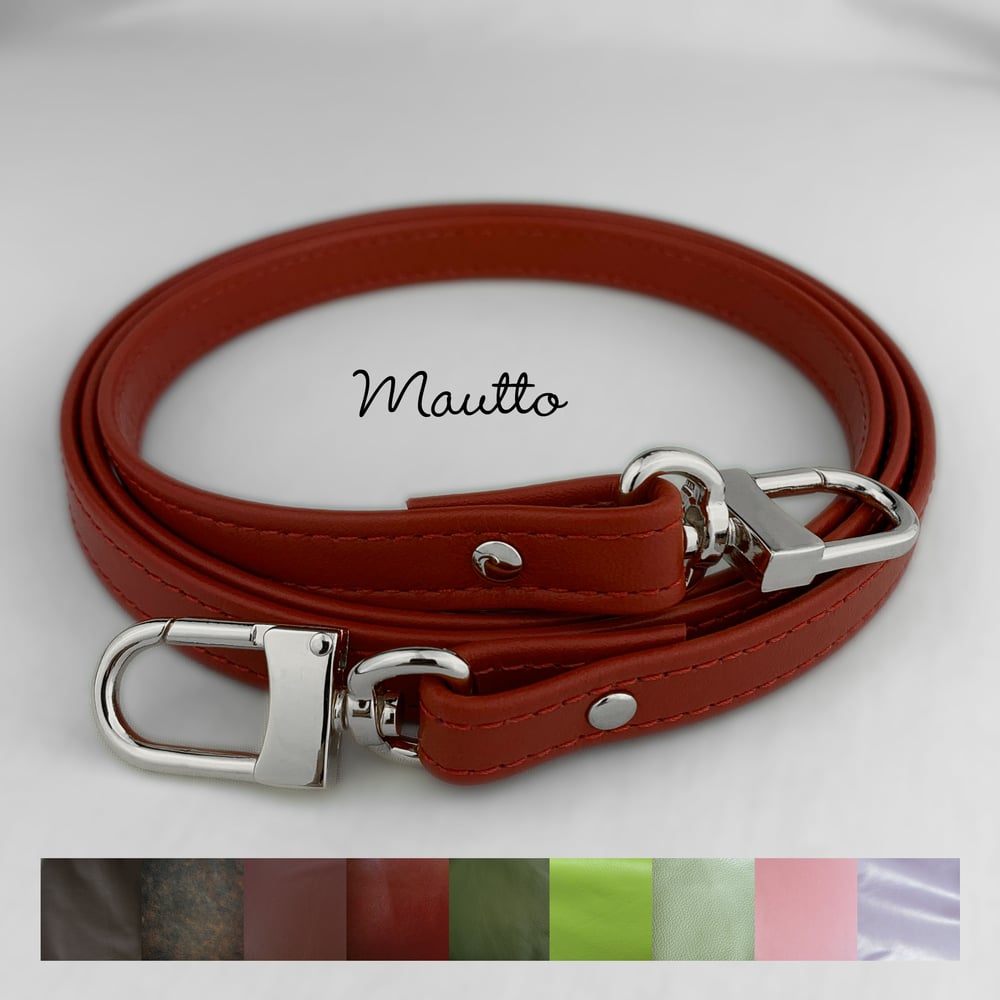 Image of ON SALE! Genuine Leather Bag Strap - 1/2" Wide with Nickel #16LG Clips - Choose Length/Leather Color