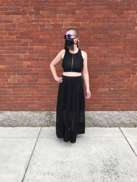 Image 4 of Black Maxi Skirt with Sheer Panels