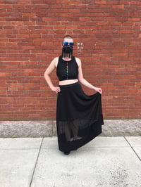 Image 2 of Black Maxi Skirt with Sheer Panels