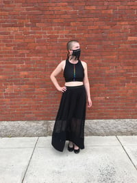 Image 1 of Black Maxi Skirt with Sheer Panels