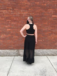 Image 3 of Black Maxi Skirt with Sheer Panels