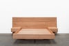 FLOATING BED WITH CLIPPED WING DRAWERS IN TASMANIAN OAK
