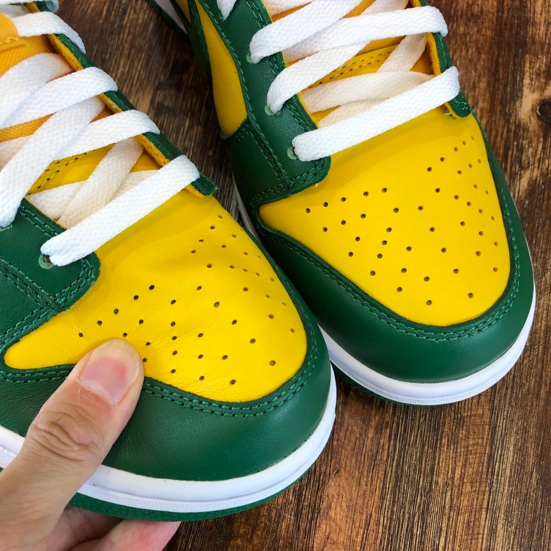 nike dunk low green and yellow