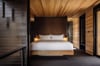 FLOATING BED WITH SOFT CLOSE DRAWERS IN TASMANIAN OAK