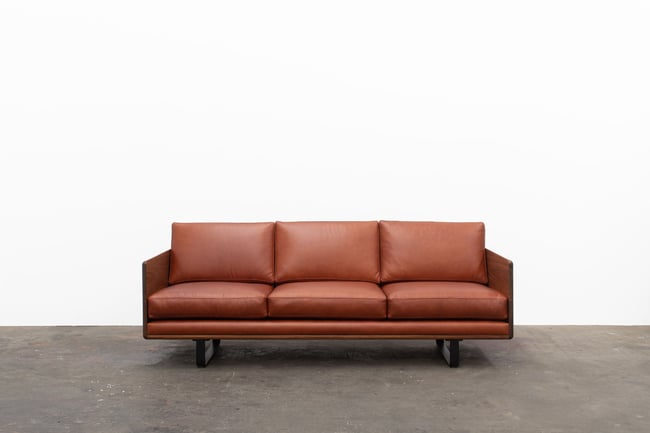 CLOVER COUCH IN TASMANIAN BLACKWOOD WITH BRAZIL LEATHER