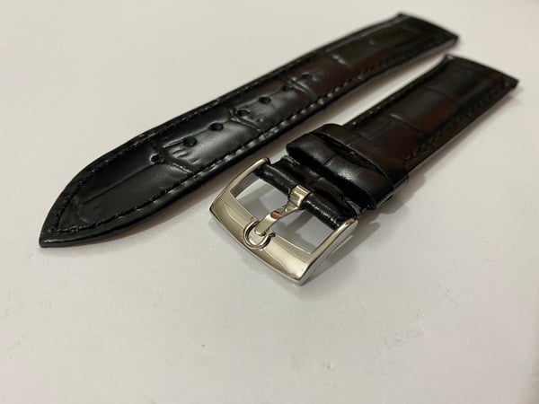 Image of 20mm CROC PADDED MENS LEATHER STRAP FOR OMEGA WATCH.BLACK.TOP QUALITY.HEAVY DUTY.SPORTS CHRONOGRAPH 