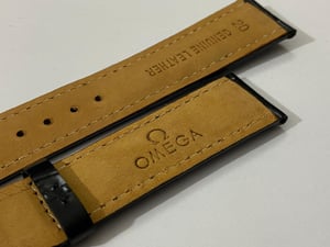 Image of 20mm CROC PADDED MENS LEATHER STRAP FOR OMEGA WATCH.BLACK.TOP QUALITY.HEAVY DUTY.